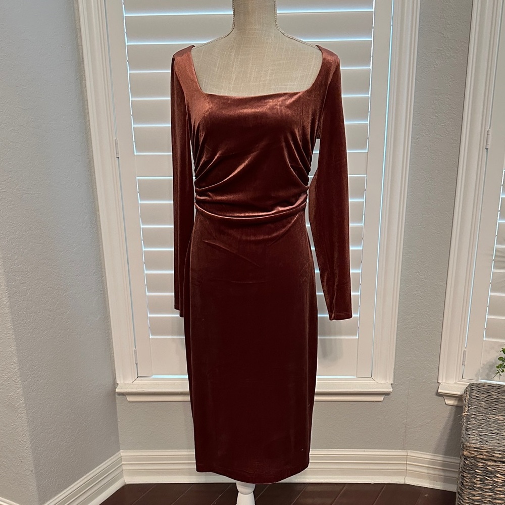 NWT Banana Republic Long Sleeve Cherry Jam Velvet Dress, Size M.